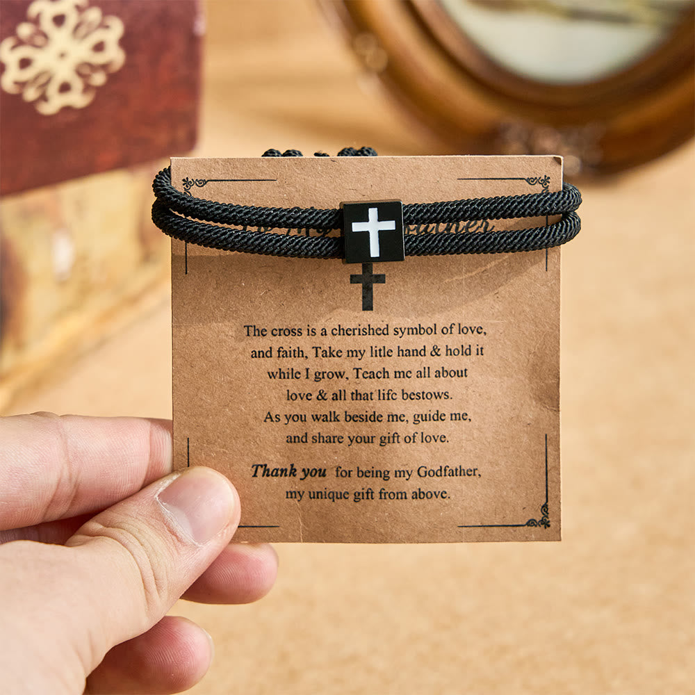 Christianartworkshop Milano Bracciale con croce in corda con buono regalo: benedizione premurosa per battesimo e traguardi - image 8