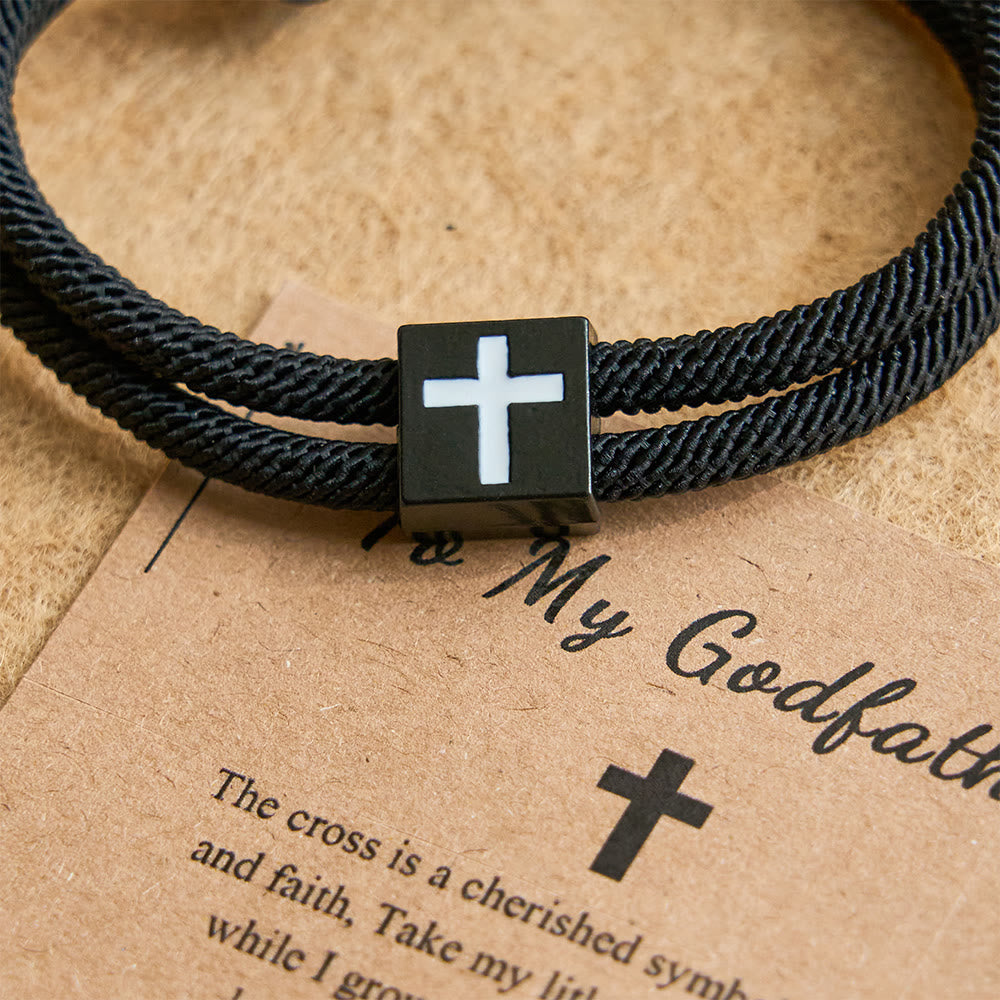 Christianartworkshop Milano Bracciale con croce in corda con buono regalo: benedizione premurosa per battesimo e traguardi - image 12