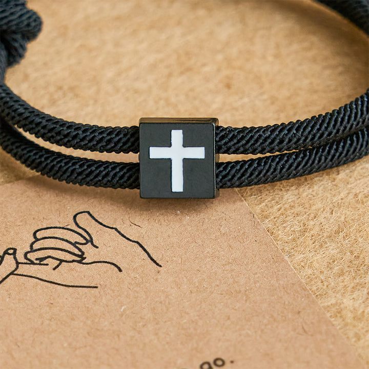 Christianartworkshop Milano Bracciale con croce in corda con buono regalo: benedizione premurosa per battesimo e traguardi - image 11