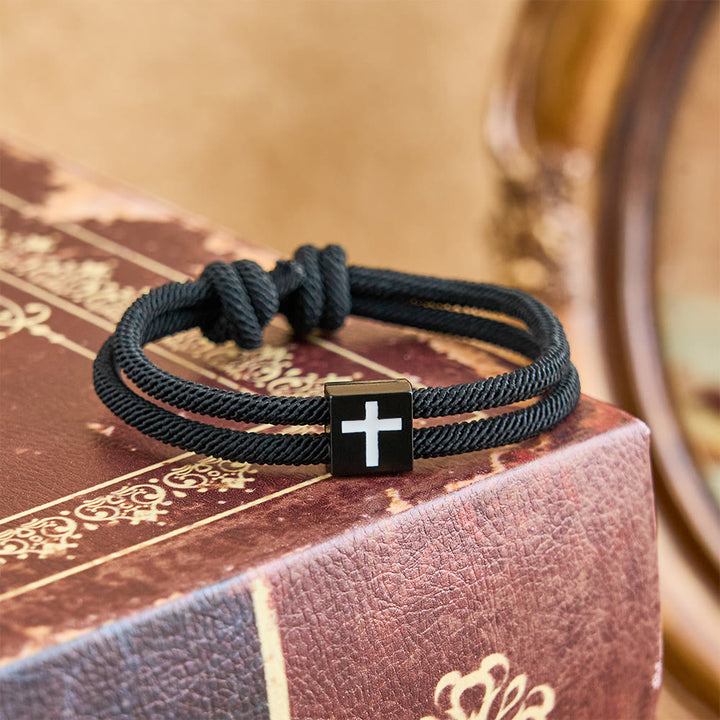 Christianartworkshop Milano Bracciale con croce in corda con buono regalo: benedizione premurosa per battesimo e traguardi - image 7