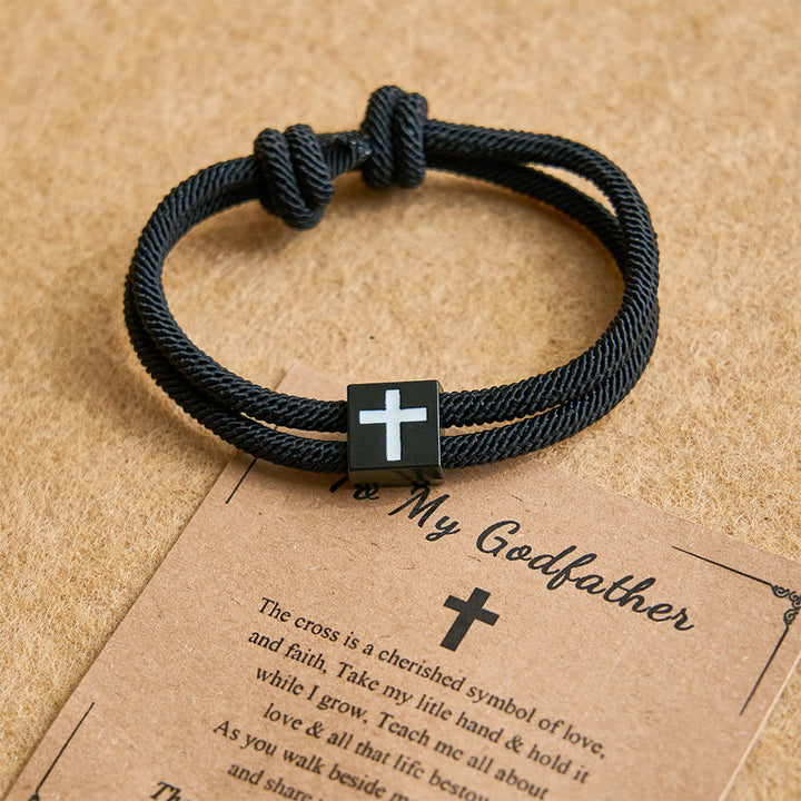 Christianartworkshop Milano Bracciale con croce in corda con buono regalo: benedizione premurosa per battesimo e traguardi - image 10