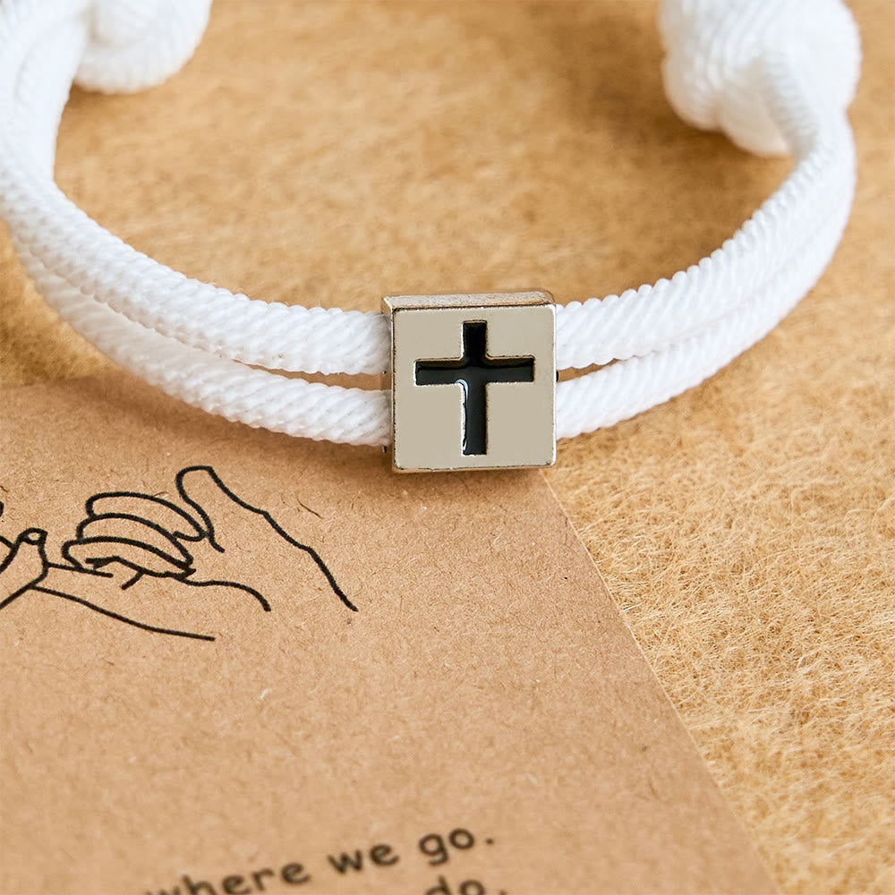 Christianartworkshop Milano Bracciale con croce in corda con buono regalo: benedizione premurosa per battesimo e traguardi - image 24