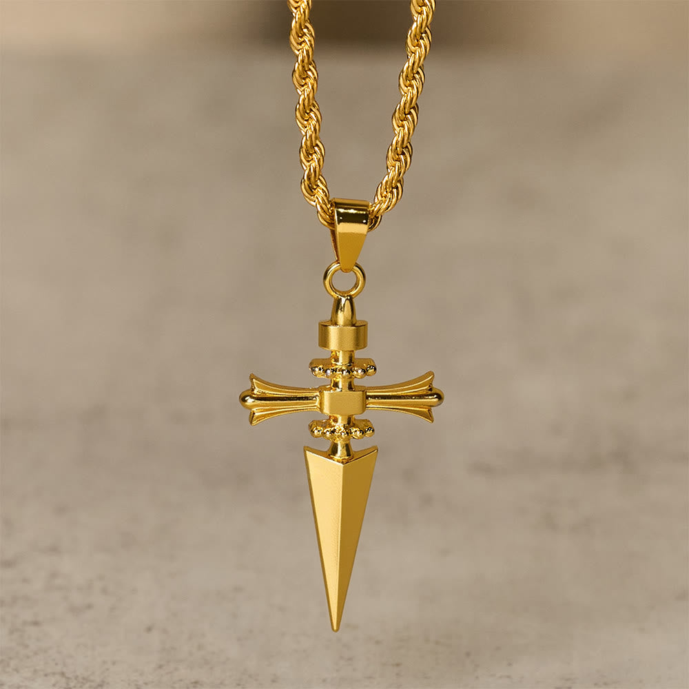 Christianartworkshop Collana con ciondolo a forma di croce e pugnale: incarna la sua coraggiosa protezione - D'oro - image 2