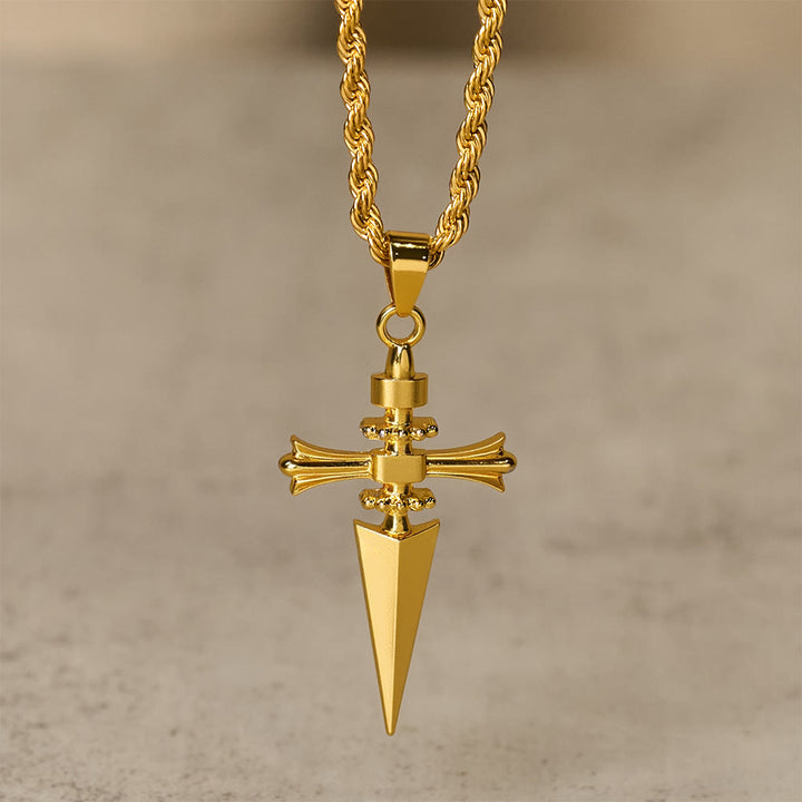 Christianartworkshop Collana con ciondolo a forma di croce e pugnale: incarna la sua coraggiosa protezione - D'oro - image 2