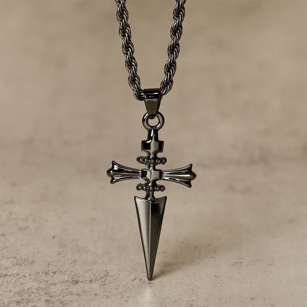 Christianartworkshop Collana con ciondolo a forma di croce e pugnale: incarna la sua coraggiosa protezione - Nero - image 3