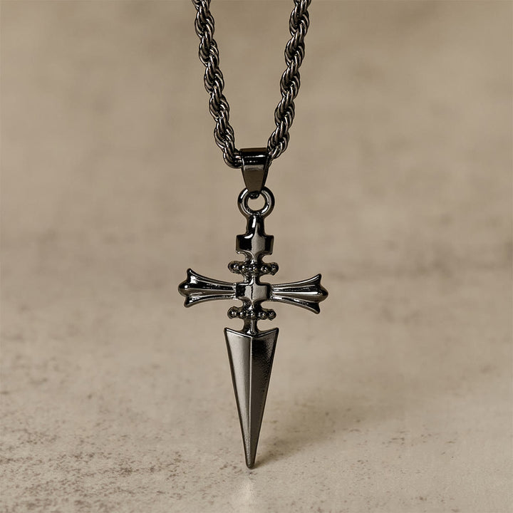 Christianartworkshop Collana con ciondolo a forma di croce e pugnale: incarna la sua coraggiosa protezione - Nero - image 3
