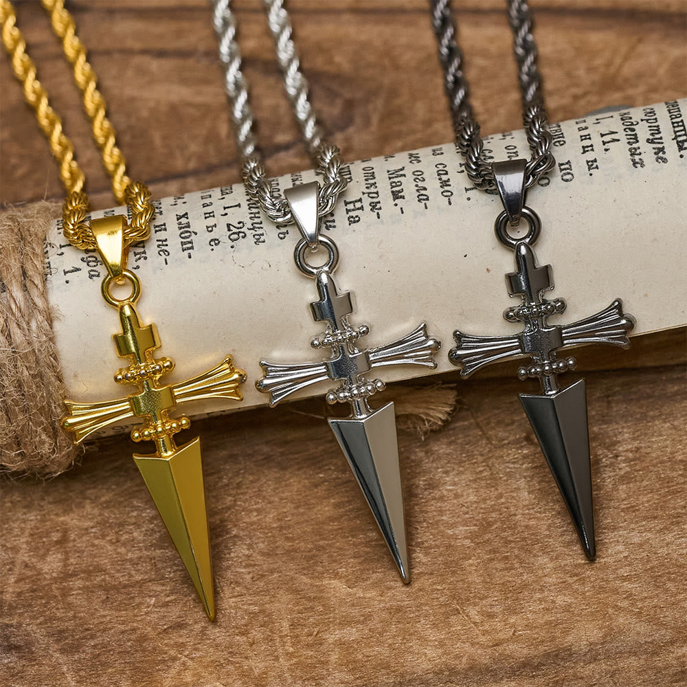 Christianartworkshop Collana con ciondolo a forma di croce e pugnale: incarna la sua coraggiosa protezione - image 0