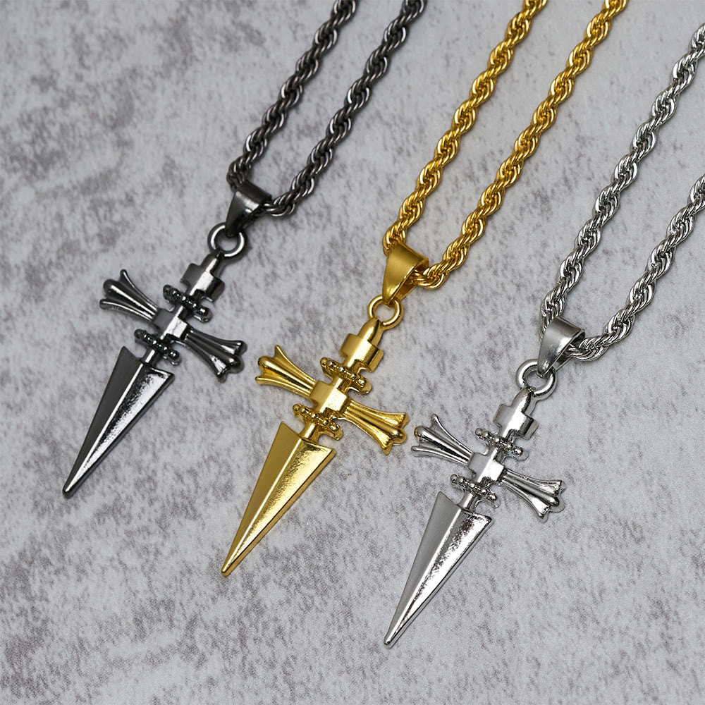 Christianartworkshop Collana con ciondolo a forma di croce e pugnale: incarna la sua coraggiosa protezione - image 1