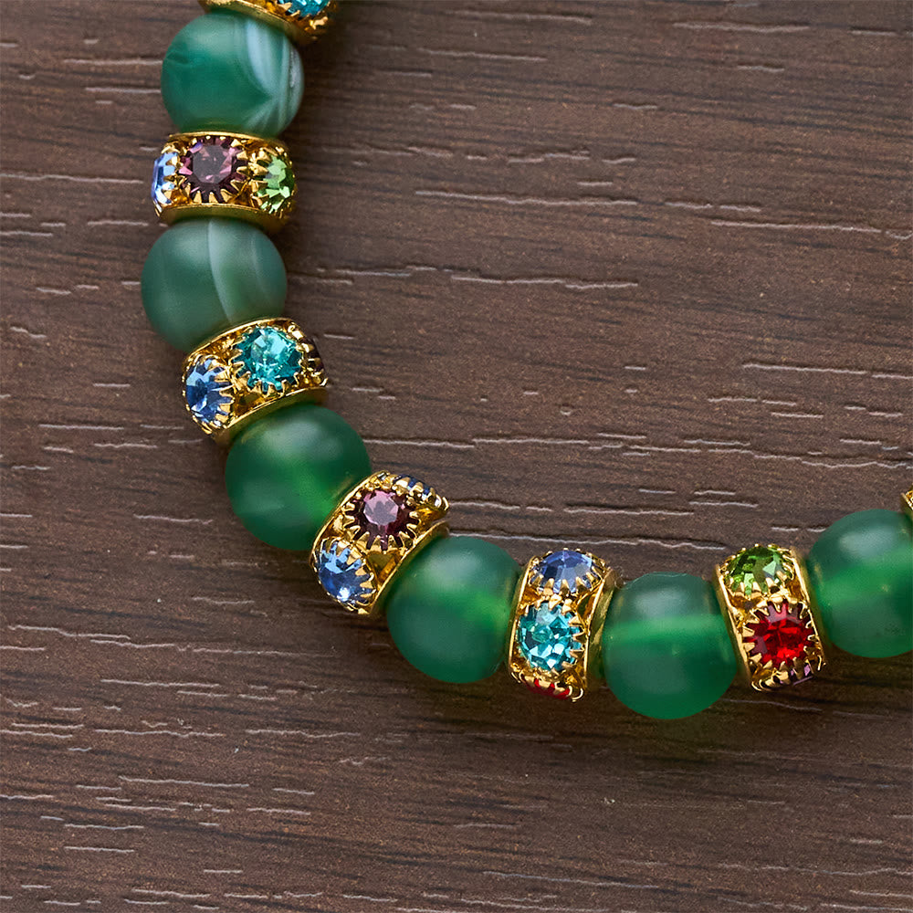 Christianartworkshop Bracciale con croce in agata verde smerigliata e vetro bianco: fede delicata in una texture luminosa - image 9