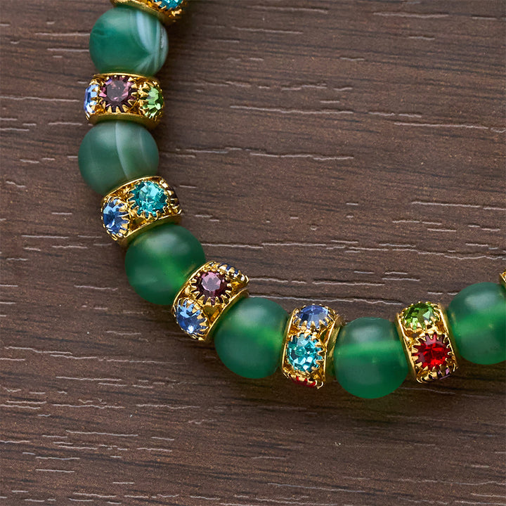 Christianartworkshop Bracciale con croce in agata verde smerigliata e vetro bianco: fede delicata in una texture luminosa - image 9