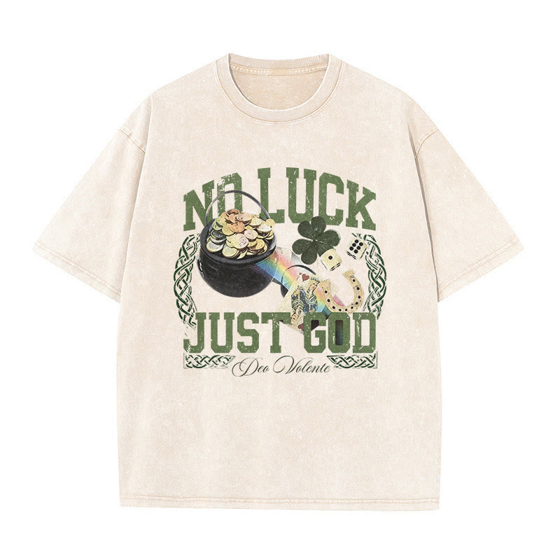 Christianartworkshop No Luck Just God T-shirt unisex lavata per il giorno di San Patrizio - Beige - 5XL - image 4
