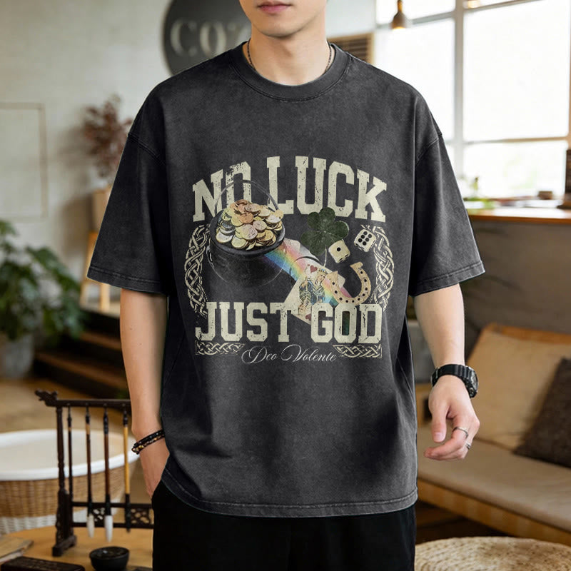 Christianartworkshop No Luck Just God T-shirt unisex lavata per il giorno di San Patrizio - image 2