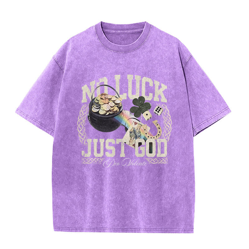 Christianartworkshop No Luck Just God T-shirt unisex lavata per il giorno di San Patrizio - Viola - 5XL - image 10