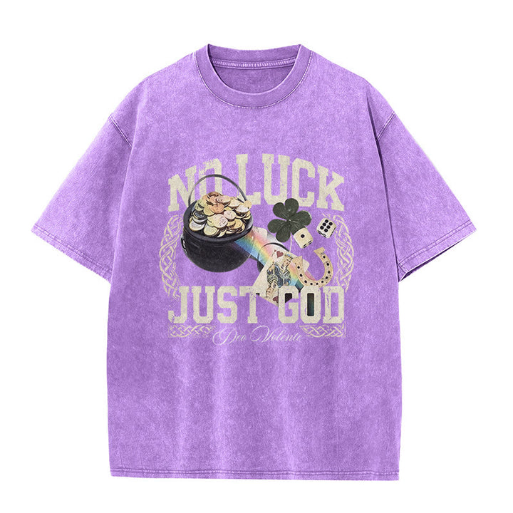 Christianartworkshop No Luck Just God T-shirt unisex lavata per il giorno di San Patrizio - Viola - 5XL - image 10