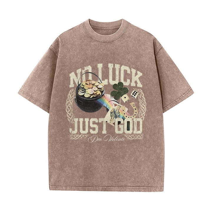 Christianartworkshop No Luck Just God T-shirt unisex lavata per il giorno di San Patrizio - Marrone - 5XL - image 6