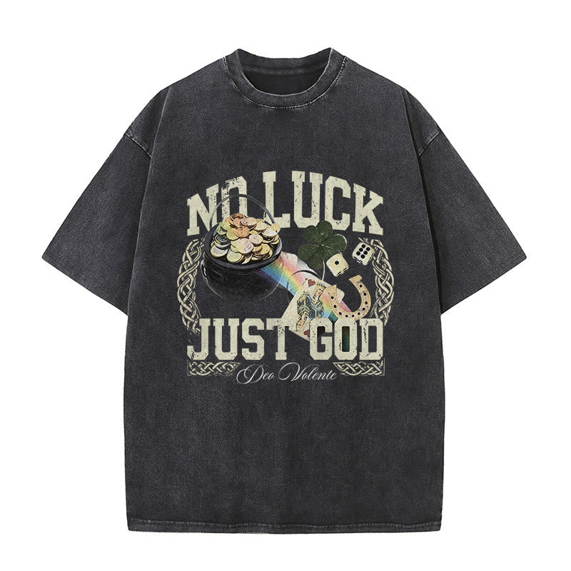 Christianartworkshop No Luck Just God T-shirt unisex lavata per il giorno di San Patrizio - Nero - 5XL - image 0