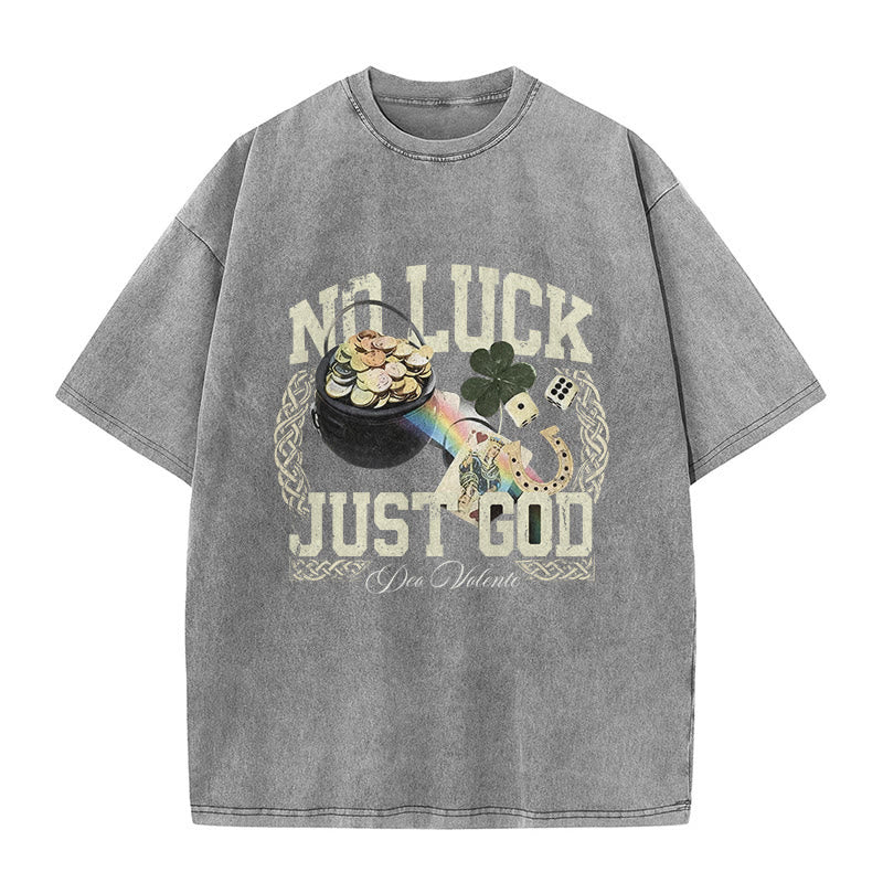 Christianartworkshop No Luck Just God T-shirt unisex lavata per il giorno di San Patrizio - Grigio - 5XL - image 5