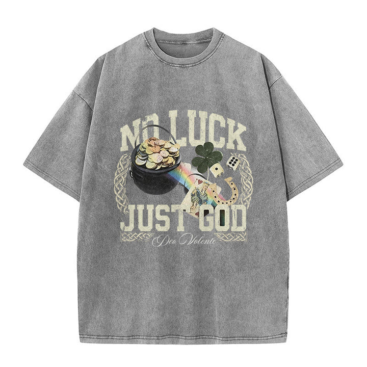 Christianartworkshop No Luck Just God T-shirt unisex lavata per il giorno di San Patrizio - Grigio - 5XL - image 5