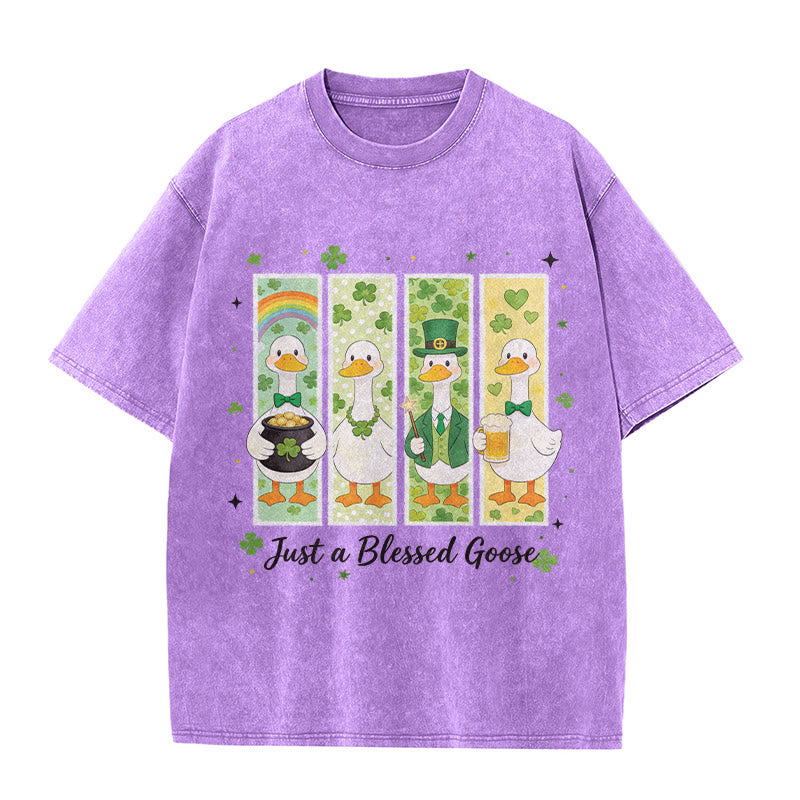 Christianartworkshop Just a Blessed Goose Maglietta unisex lavata per il giorno di San Patrizio - Viola - 5XL - image 0