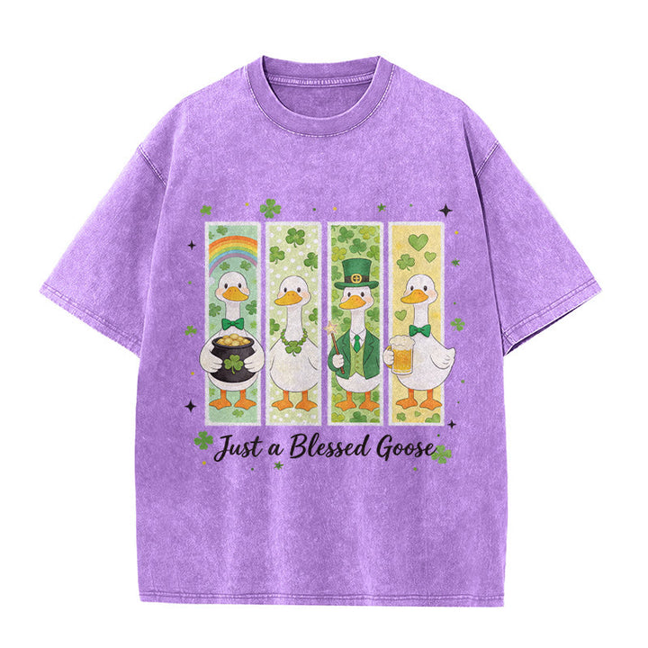 Christianartworkshop Just a Blessed Goose Maglietta unisex lavata per il giorno di San Patrizio - Viola - 5XL - image 0
