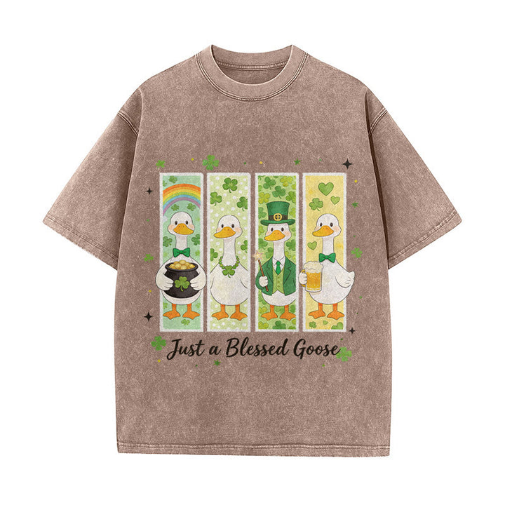 Christianartworkshop Just a Blessed Goose Maglietta unisex lavata per il giorno di San Patrizio - Marrone - 5XL - image 8