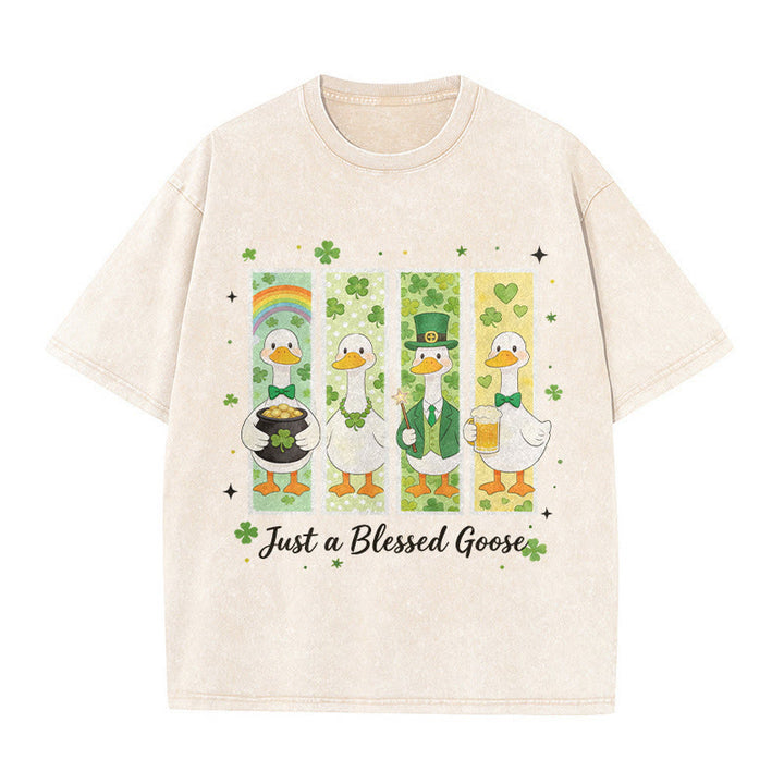 Christianartworkshop Just a Blessed Goose Maglietta unisex lavata per il giorno di San Patrizio - Beige - 5XL - image 7