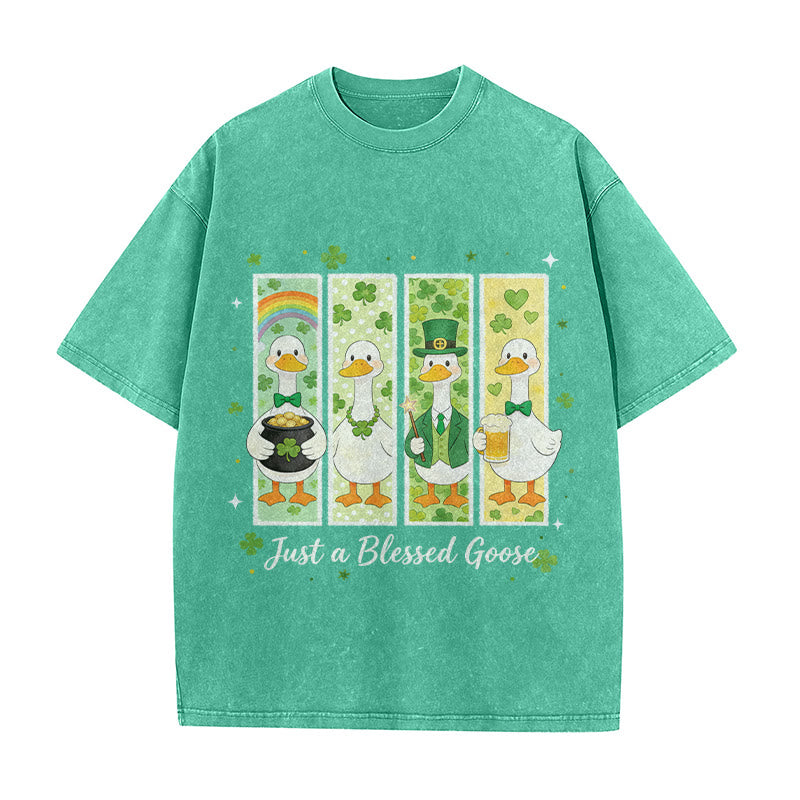 Christianartworkshop Just a Blessed Goose Maglietta unisex lavata per il giorno di San Patrizio - Verde - 5XL - image 6