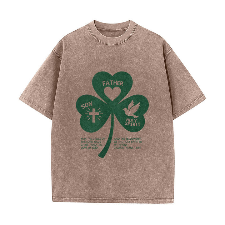Christianartworkshop Trinity Shamrock 2 Corinzi 13:14 Maglietta unisex lavata - Marrone - 5XL - image 9