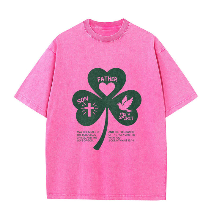 Christianartworkshop Trinity Shamrock 2 Corinzi 13:14 Maglietta unisex lavata - Rosa - 5XL - image 0