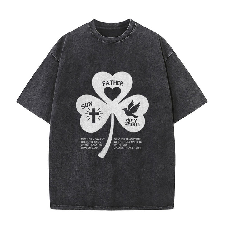 Christianartworkshop Trinity Shamrock 2 Corinzi 13:14 Maglietta unisex lavata - Nero - 5XL - image 6
