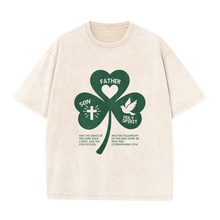 Christianartworkshop Trinity Shamrock 2 Corinzi 13:14 Maglietta unisex lavata - Beige - 5XL - image 8