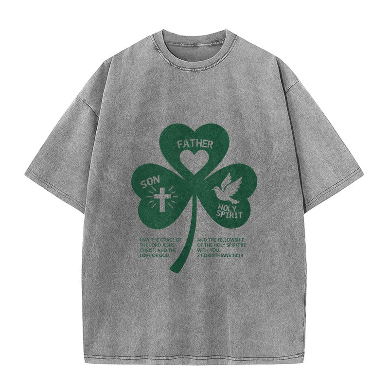 Christianartworkshop Trinity Shamrock 2 Corinzi 13:14 Maglietta unisex lavata - Grigio - 5XL - image 5