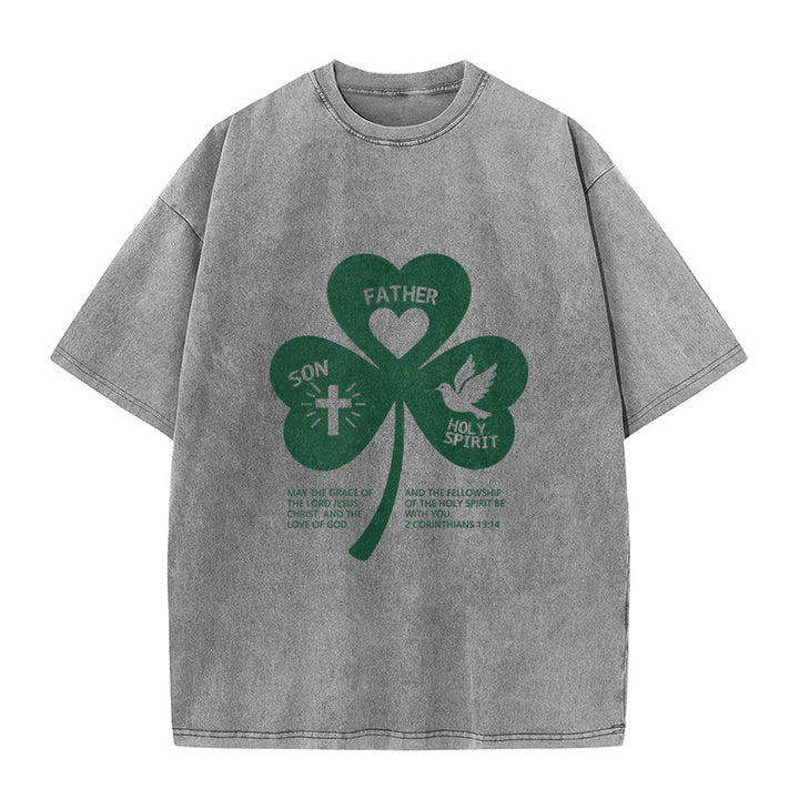 Christianartworkshop Trinity Shamrock 2 Corinzi 13:14 Maglietta unisex lavata - Grigio - 5XL - image 5