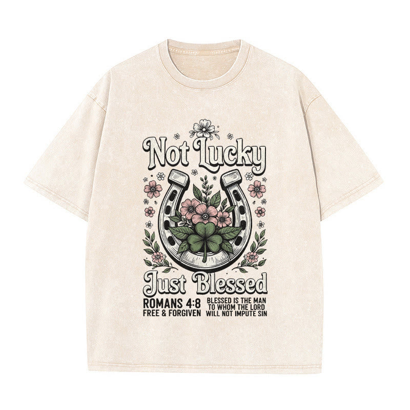 Christianartworkshop " Non fortunato, solo benedetto" Romani 4:8 Maglietta unisex lavata - Beige - 5XL - image 0