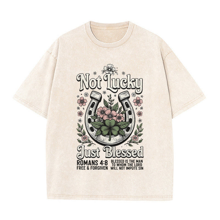 Christianartworkshop " Non fortunato, solo benedetto" Romani 4:8 Maglietta unisex lavata - Beige - 5XL - image 0