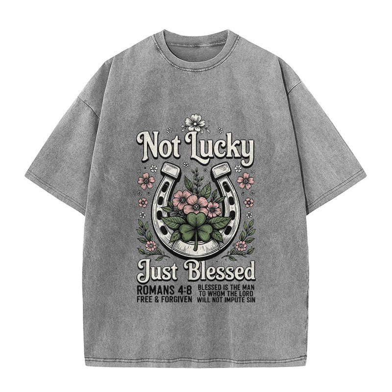 Christianartworkshop " Non fortunato, solo benedetto" Romani 4:8 Maglietta unisex lavata - Grigio - 5XL - image 6