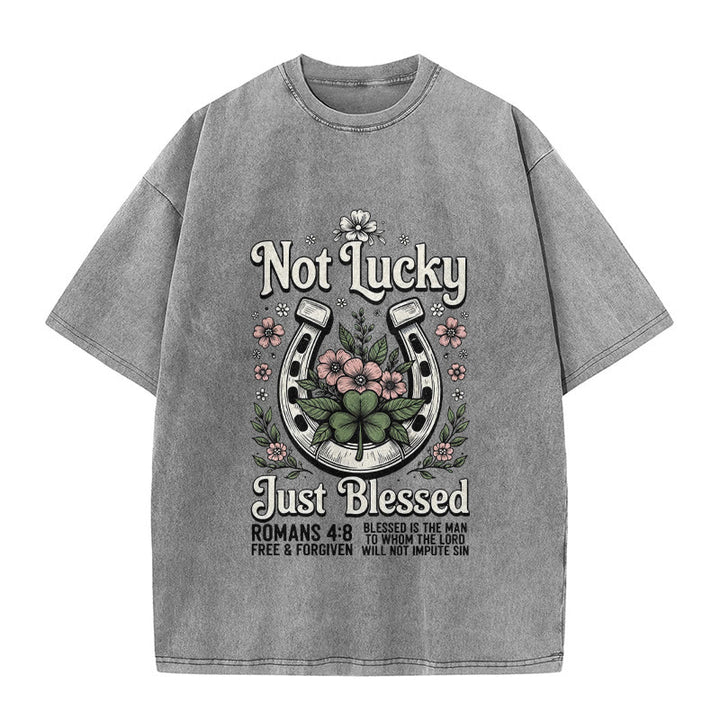Christianartworkshop " Non fortunato, solo benedetto" Romani 4:8 Maglietta unisex lavata - Grigio - 5XL - image 6
