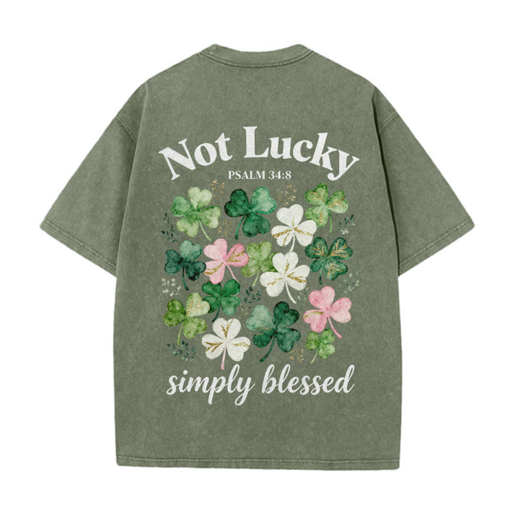 Christianartworkshop Non fortunato, semplicemente benedetto Salmo 34:8 Maglietta unisex lavata - Verde militare - 5XL - image 0