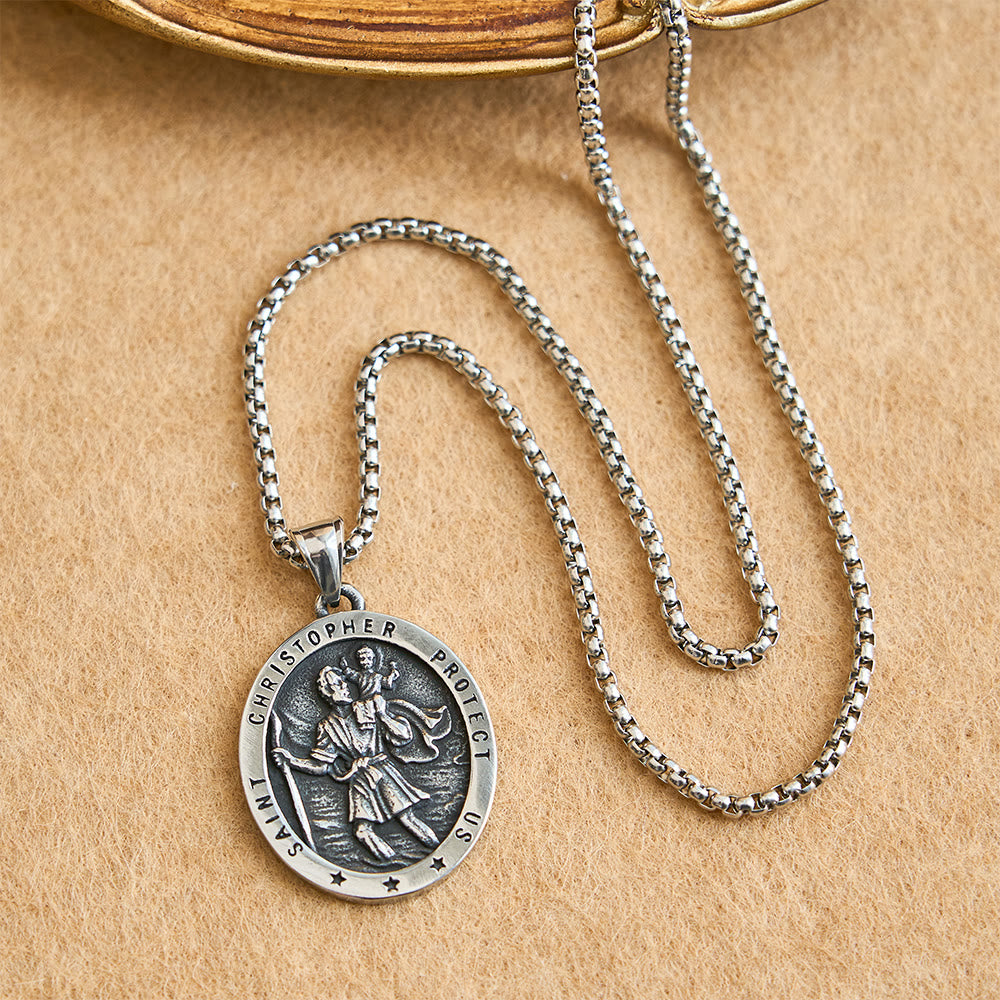 Christianartworkshop Collana con medaglione ovale "San Cristoforo ci protegga": incarna la protezione del suo viaggiatore - image 3