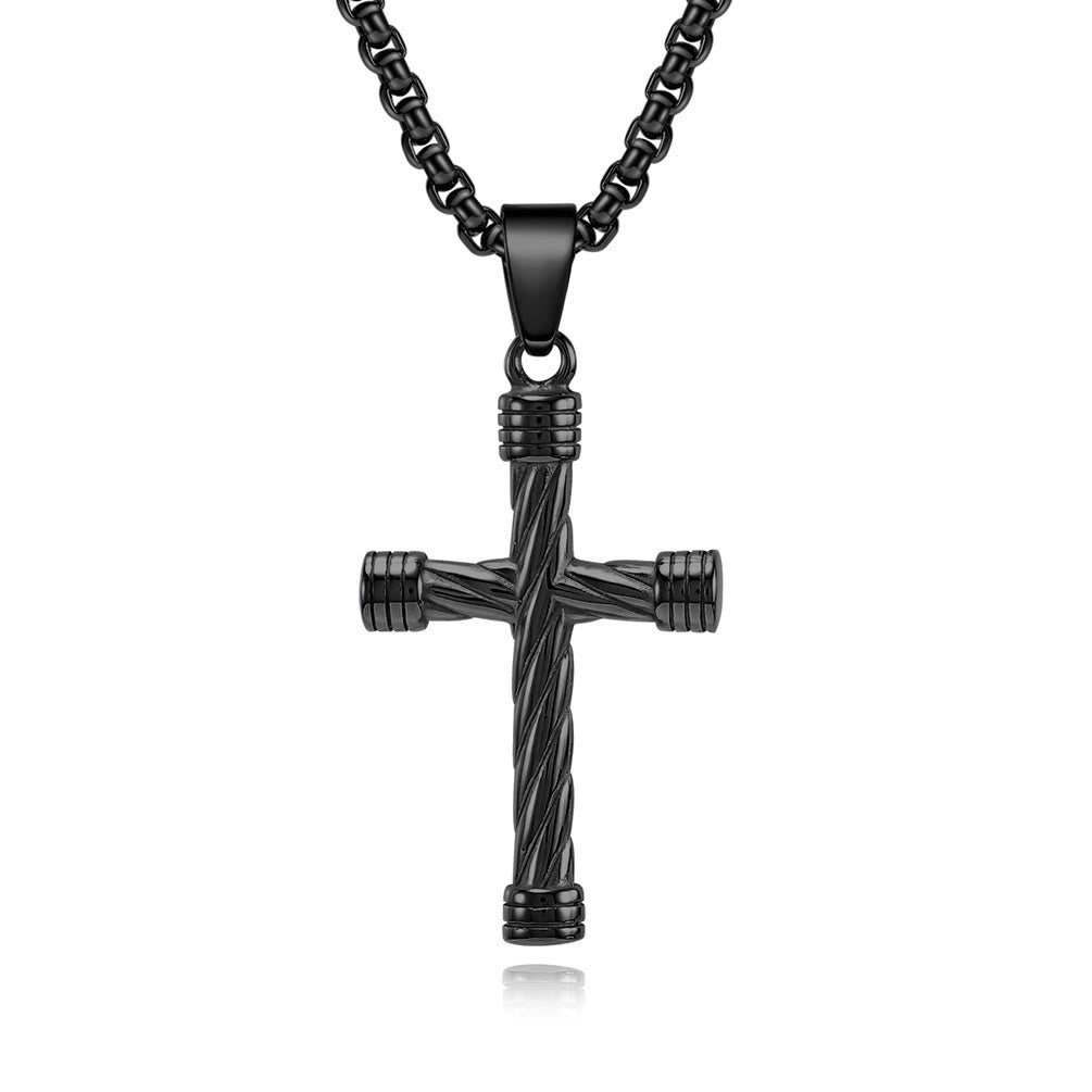Christianartworkshop Collana con ciondolo a croce con trama intrecciata: incarna la sua forza duratura - Nero - image 5