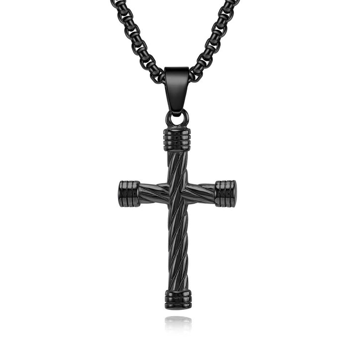 Christianartworkshop Collana con ciondolo a croce con trama intrecciata: incarna la sua forza duratura - Nero - image 5