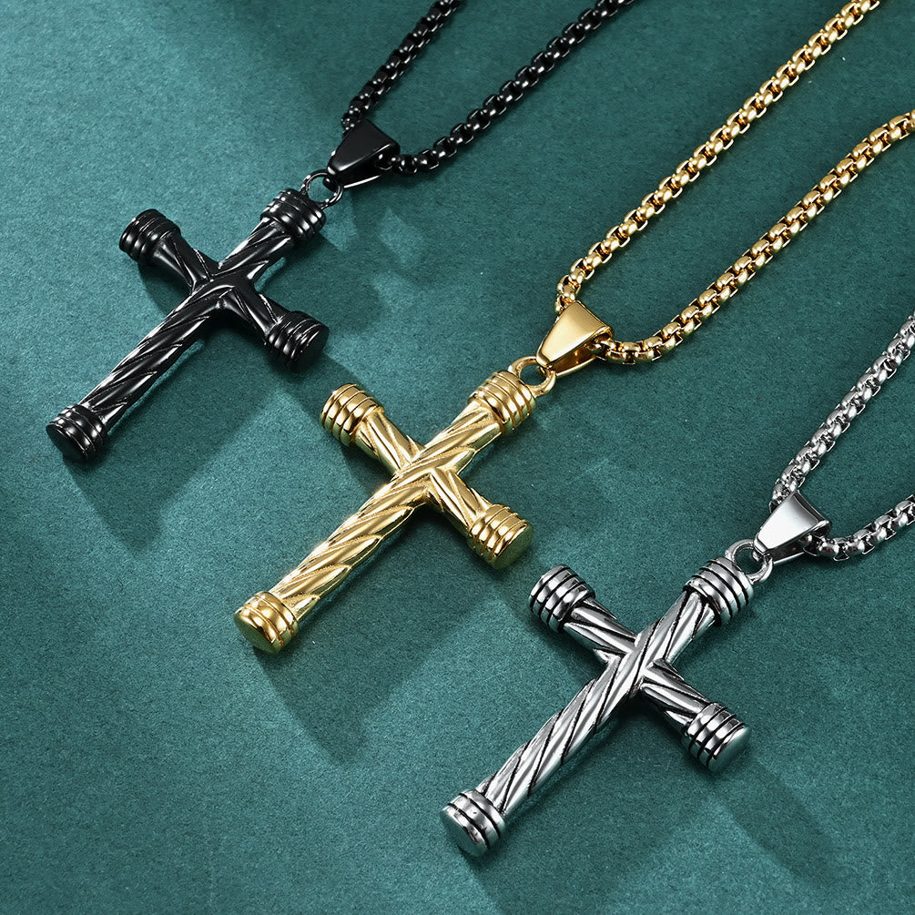 Christianartworkshop Collana con ciondolo a croce con trama intrecciata: incarna la sua forza duratura - image 0