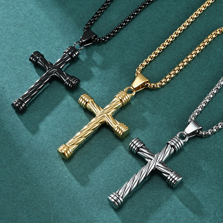 Christianartworkshop Collana con ciondolo a croce con trama intrecciata: incarna la sua forza duratura - image 0