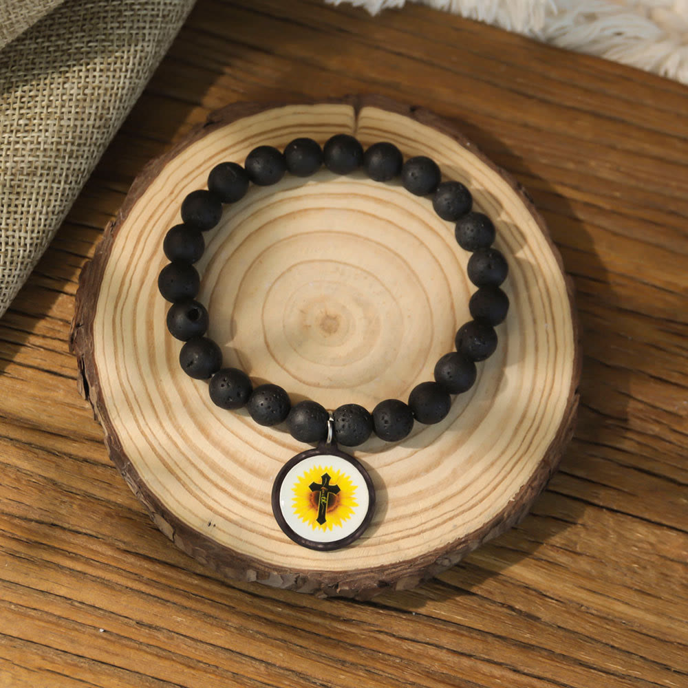 Bracciale con versetti della Bibbia in pietra naturale con tecnologia NFC Christianartworkshop : tocca per ricevere la parola quotidiana di Gesù - Nero e croce B - image 16