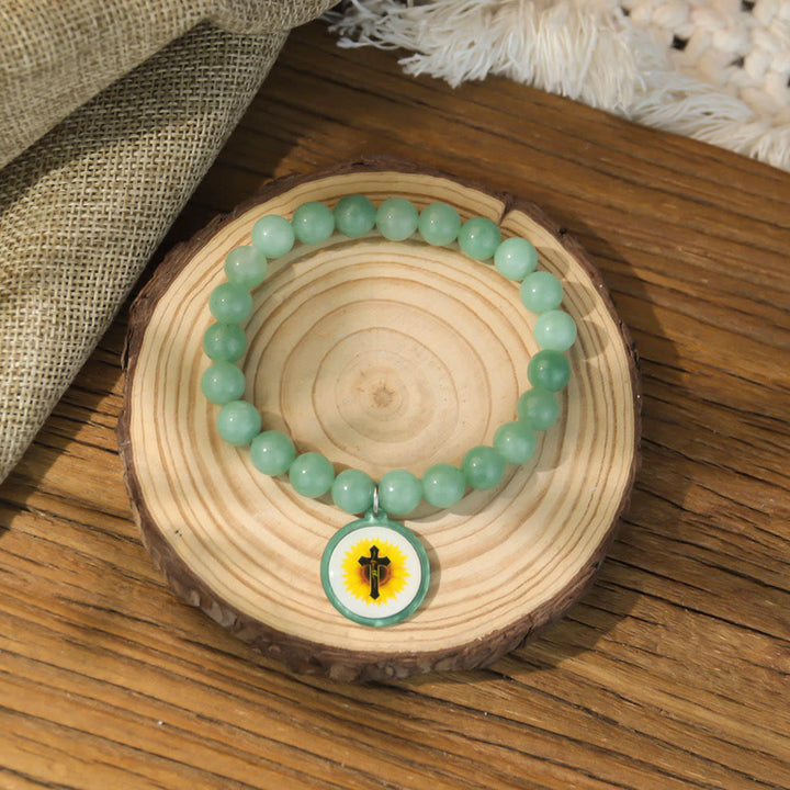 Bracciale con versetti della Bibbia in pietra naturale con tecnologia NFC Christianartworkshop : tocca per ricevere la parola quotidiana di Gesù - Verde e croce B - image 15