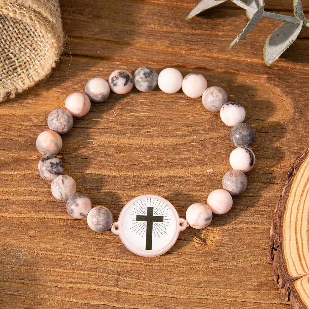 Bracciale con versetti della Bibbia in pietra naturale con tecnologia NFC Christianartworkshop : tocca per ricevere la parola quotidiana di Gesù - Grigio e croce B - image 17