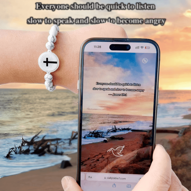 Bracciale con versetti della Bibbia in pietra naturale con tecnologia NFC Christianartworkshop : tocca per ricevere la parola quotidiana di Gesù - image 19