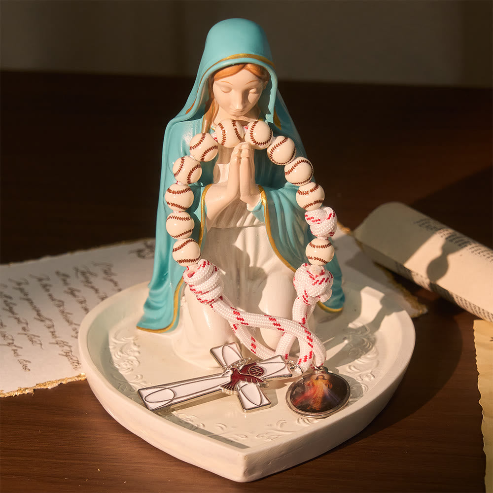 Christianartworkshop Rosario tascabile con perline da baseball, crocifisso a forma di colomba e medaglia della Divina Misericordia - image 2