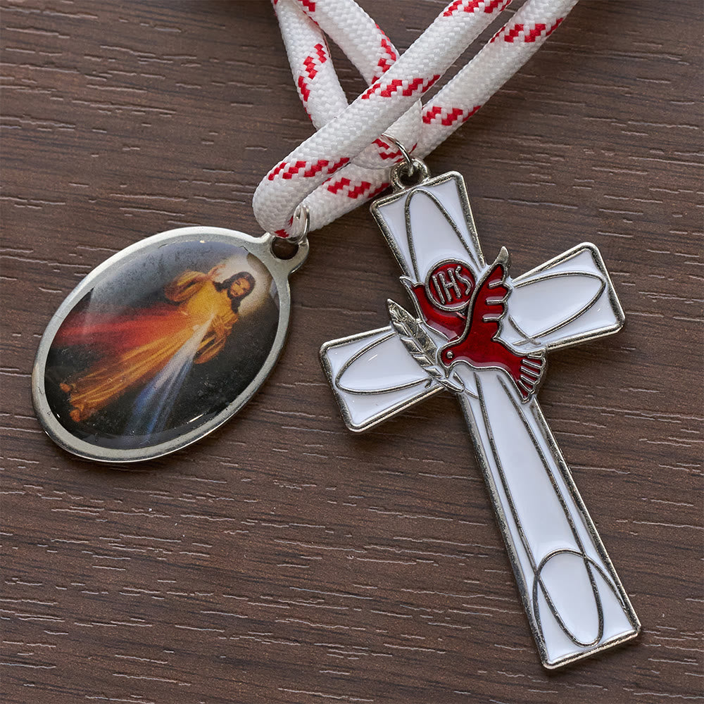 Christianartworkshop Rosario tascabile con perline da baseball, crocifisso a forma di colomba e medaglia della Divina Misericordia - image 7