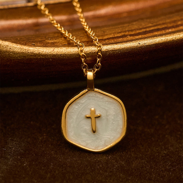 Christianartworkshop Collana con ciondolo a croce geometrica in tonalità pastello - Blu - image 9